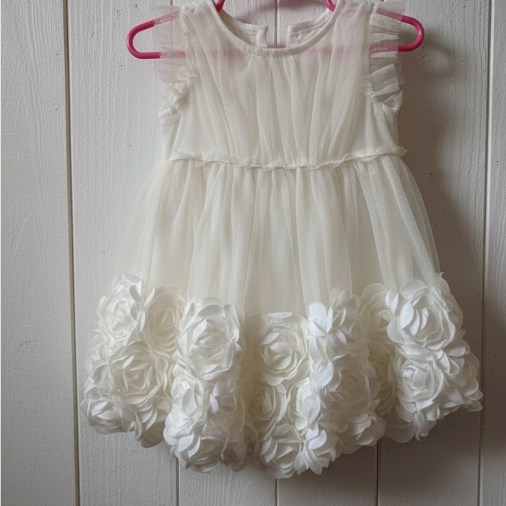 Elegant White Floral Kids Dress